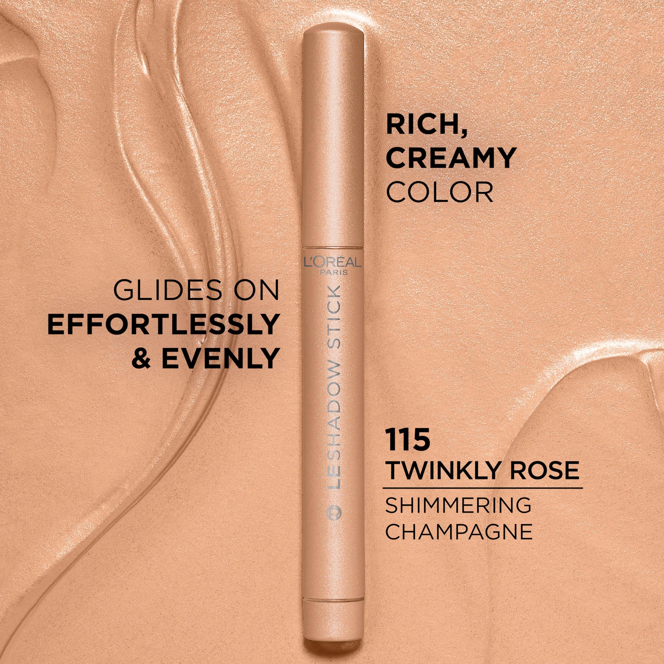 LOral Paris LOral Paris Makeup Le Shadow Stick Eyeshadow, Blendable, Smudge-Resistant, Cream Eyeshadow, Twinkly Rose, 0.05 Oz