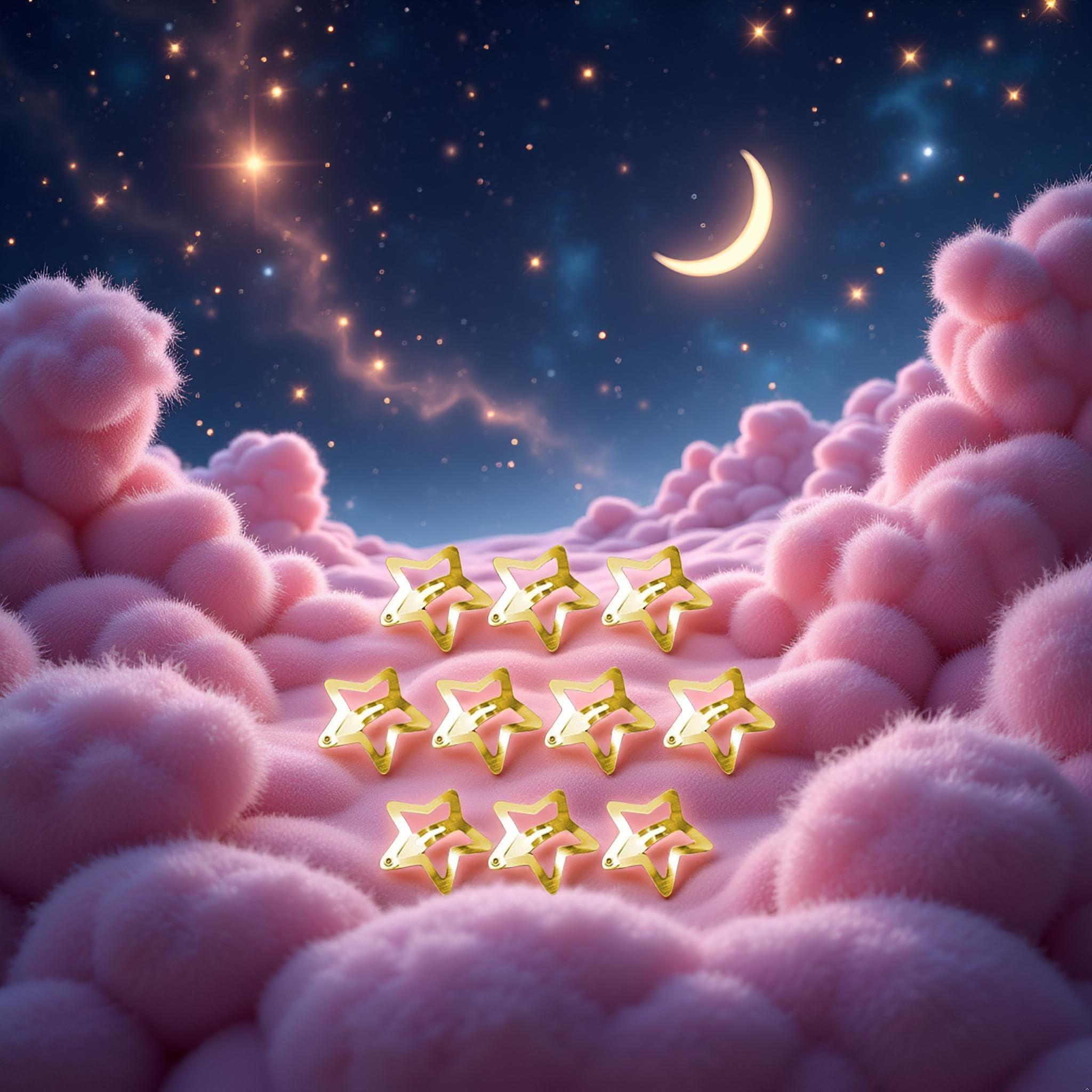 Jowxsx 10 Pcs Gold Star Hair Clips Metal Snap Hair Clips Hair Barrettes Hair Side Clamps Headdress Cute Hair Accessories for Women Girls Kids