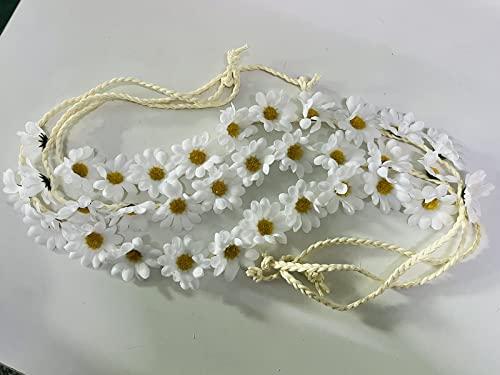 SYBL 3PCS White Bohemian Style Imitation Daisy Flower Crown Sunflower Hair Wreath Garland Headband Headpiece Sunhat Accessories for Women Girls Wedding Festival Party Beach Vacation Seaside Holiday