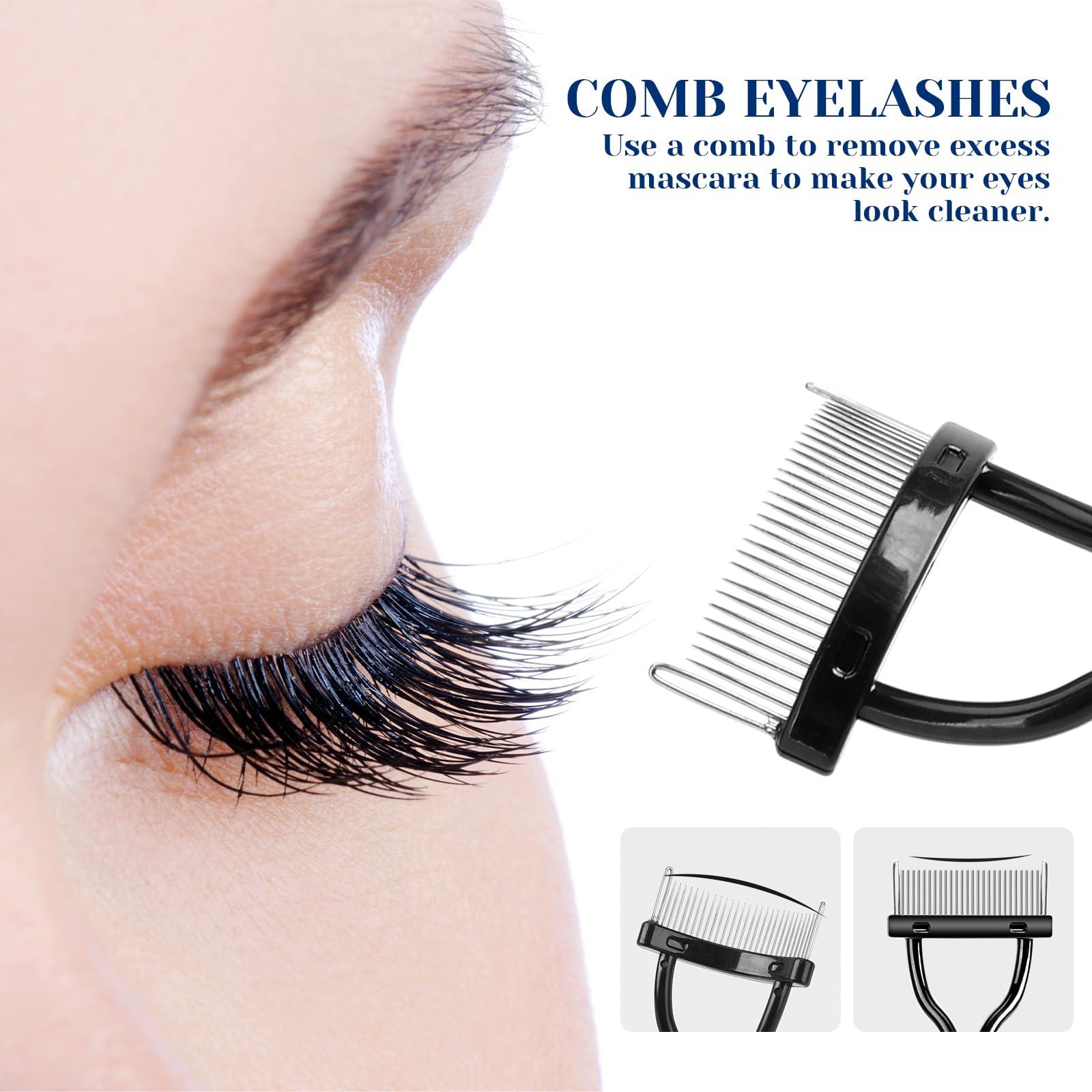 salbsever salbsever4PCS Mascara Fan Brush for Lashes Folding Angle Scalloped Lash Brush Multifunctional Fan Shaped Clump Eyelash Brush Lash Wand Brush Makeup Tool Eyelash Comb Separator for Upper Lower Eye Lash