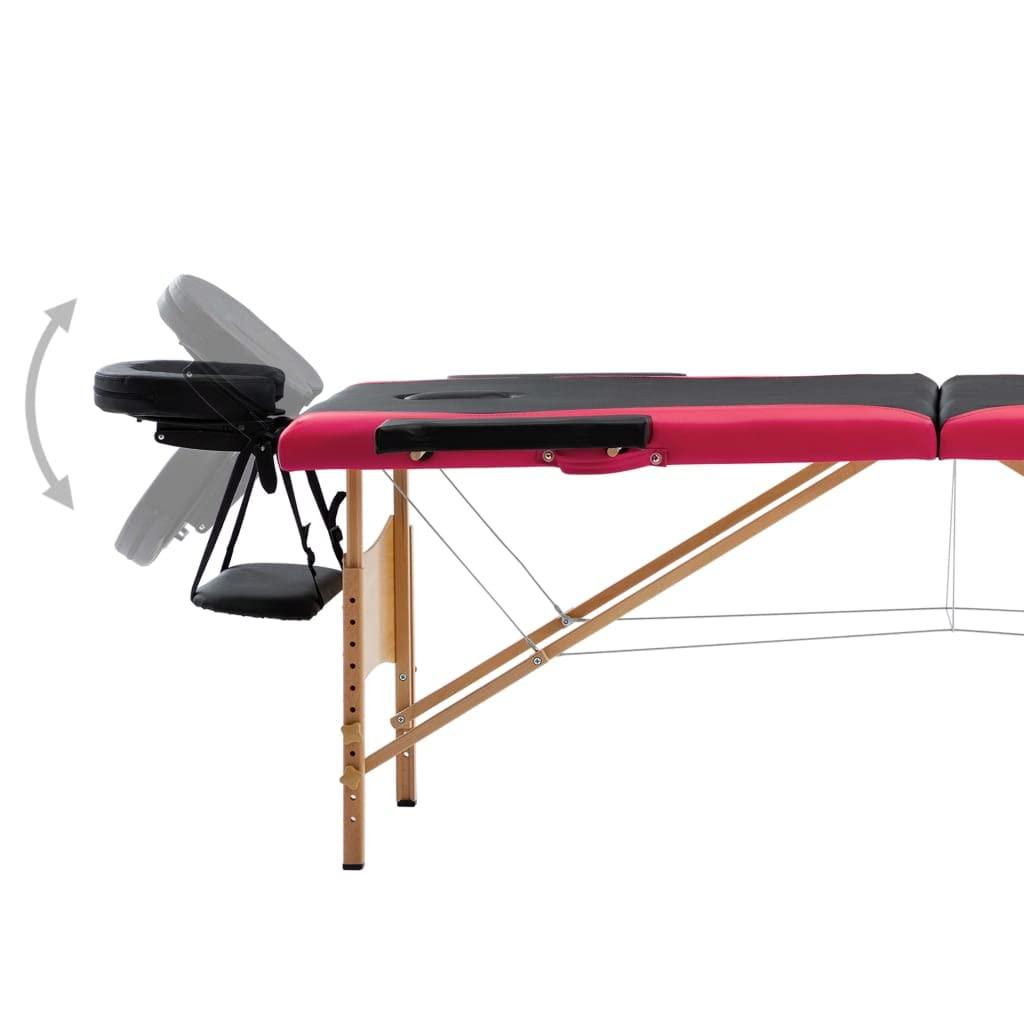 CUMYZO CUMYZO Foldable Massage Table 2 Zones Wood Black and Pink,Health & Beauty Personal Care Massage & Relaxation Massage Tables