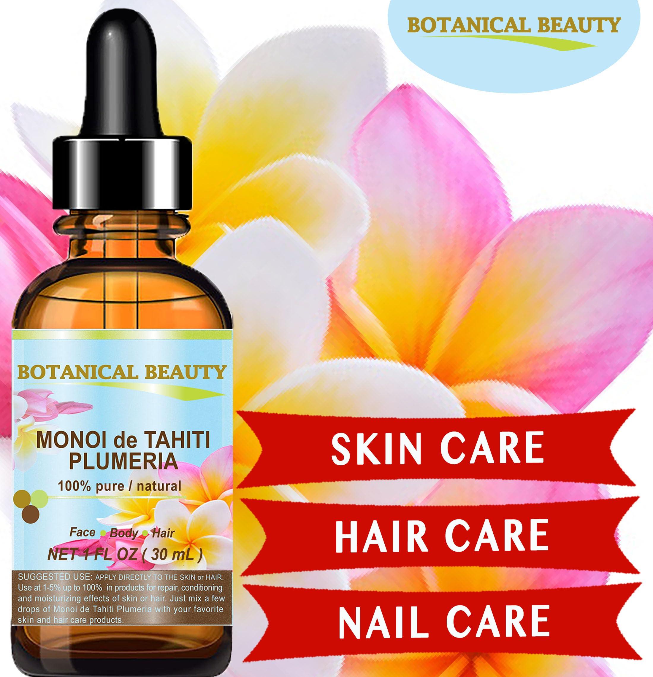 Botanical Beauty Botanical Beauty MONOI DE TAHITI PLUMERIA OIL Pure Natural. 2 Fl. Oz.- 60 ml. for Face, Skin, Hair, Nail Care and Body