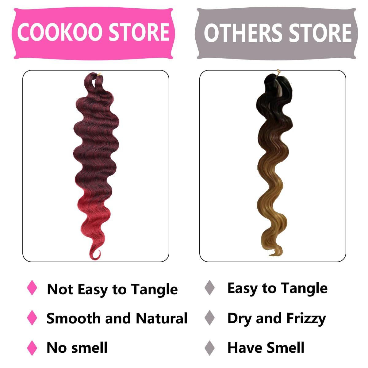 COOKOO COOKOO 10 Inch Body Wave Braiding Hair 9 Packs Ombre Pre-Feathered Premium Bouncy Braids Hair French Curl Wavy Crochet Braids Ocean Deap Twist Synthetic Hair Extensions(TBUG#)