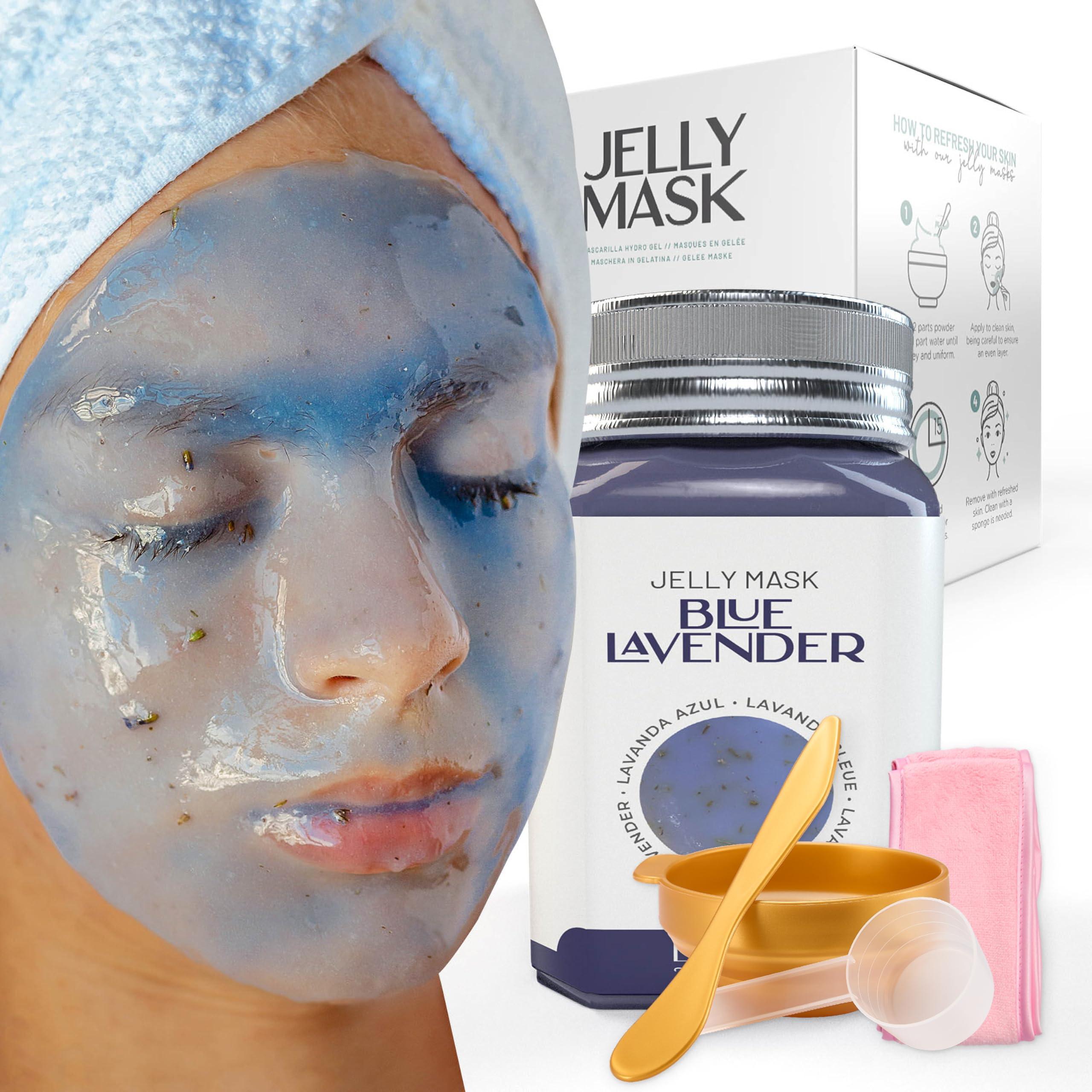 BRÜUN BRÜUN Jelly Mask Jar Blue Lavender Peel-Off Face Care Rubber Mask | 23 fl oz Skin Care Moisturizing Gel Mask Jar Spa Set