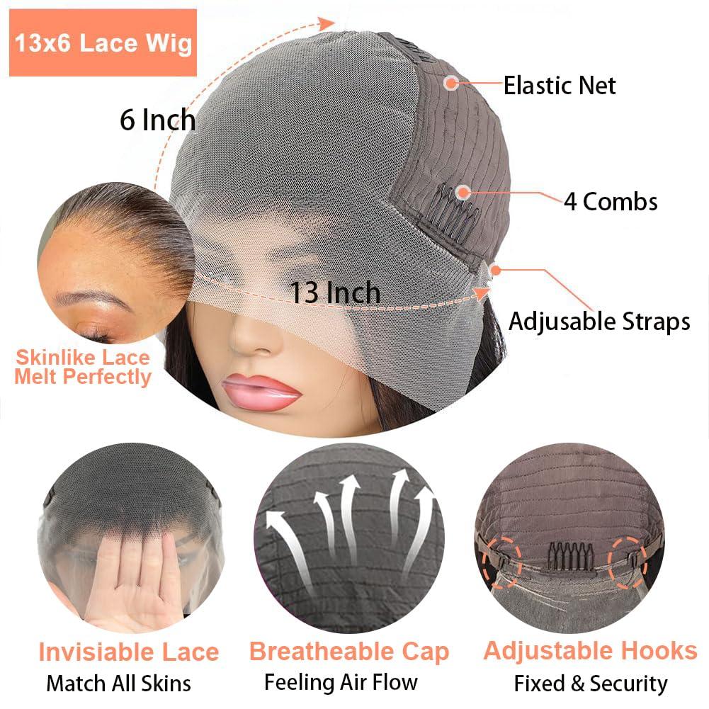 HOT STAR HOT STAR 250% Density 13x6 Lace Front Wigs Human Hair Body Wave HD Transparent Lace Frontal Wigs 100% Human Hair Glueless Wigs Human Hair Pre Plucked for Black Women 32 Inch