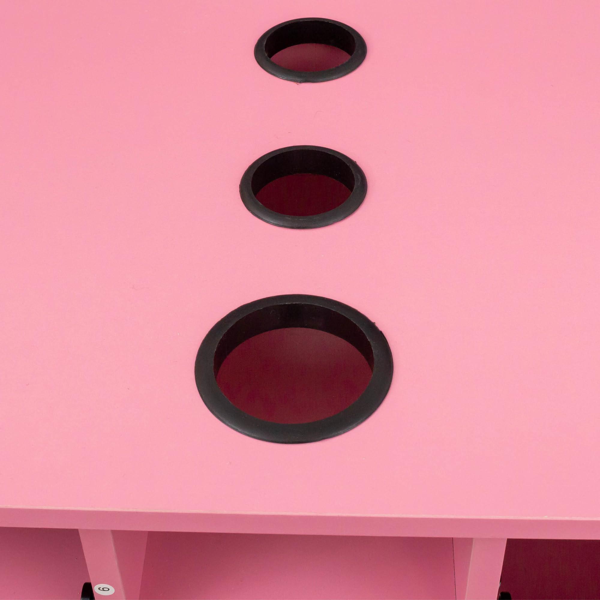 Holaki Holaki Wall Mount Barber Salon Station Set,Salon Storage Hair Stylist Equipment Set w/Appliance Holders/Lockable Drawers,Barber Salon Wood Hanging Cabinet,Equipment Set Beauty Spa Furniture Set(Pink)