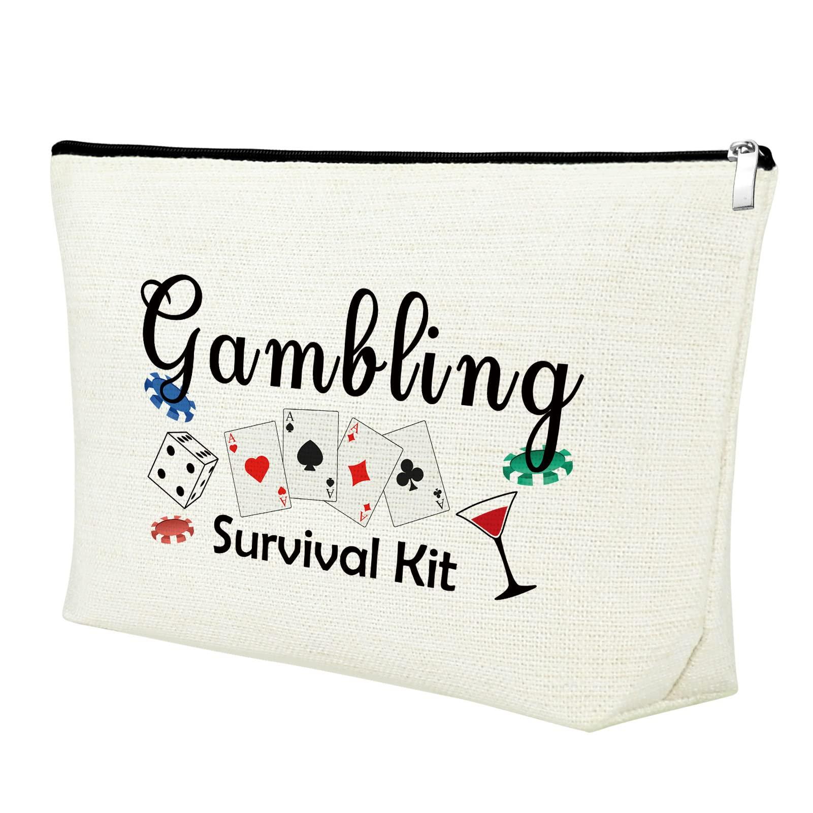 Mxrymvu Lucky Casino Gift for Gambler Makeup Bag Casino Gamble Zipper Pouch Gift Gambler Gift Idea Casino Lovers Cosmetic Bag Christmas Birthday Retirement Gift for Gambler Friends Travel Makeup Pouch
