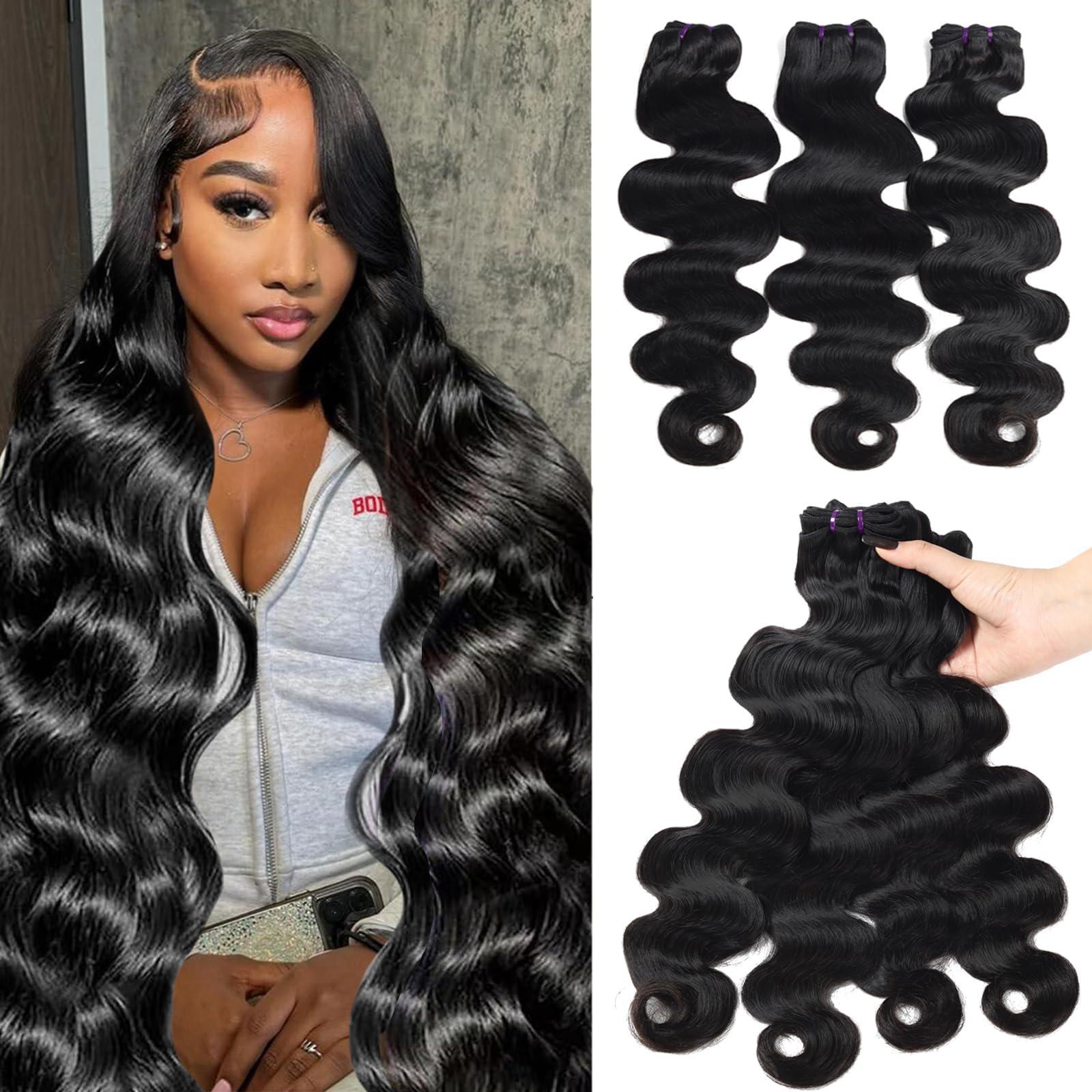 Beauty Queen Beauty Queen 16A Body Wave Bundles Human Hair (22 20 18 Inch) 100% Unprocessed Virgin Remy Human Hair 3 Bundles Full And Thick Quick Weave Hair Bundles Natural Color Hair Extensions