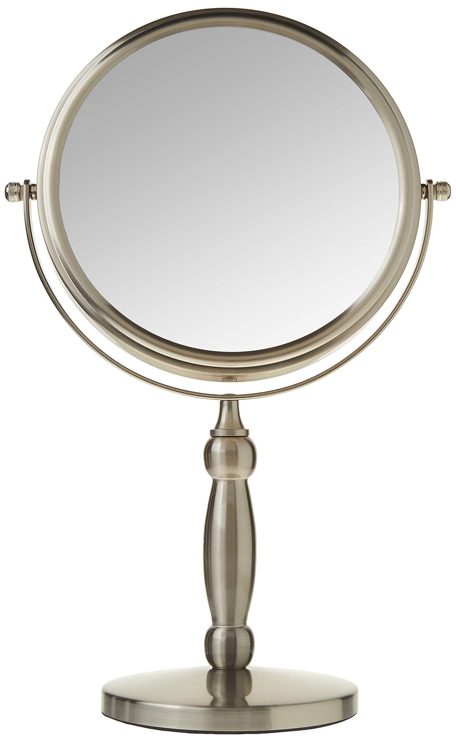 Floxite Floxite Dual sided 1x and 15x Vanity Mirror, Brushed Nickel