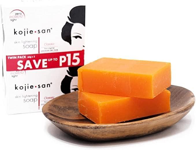 Kojie San Kojie San Skin and Body Brightening Soap - Original Kojic Acid, Dark Spot Remover Bar Soap with Glycerin & Tea Tree Oil - 65g x 2 Bars