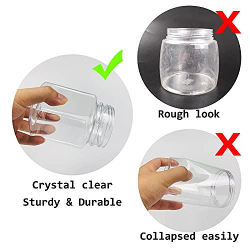 Unalilia Unalilia 12 oz Clear Plastic Jars with Lids 35 Pack Refillable Square Cosmetic Container Empty Kitchen & Home Storage Jars For Creams, Scrubs, Slimes and Dry Goods