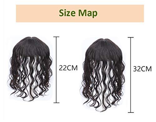 LXUE Real Human Hair Topper Hair Pieces Curly Hair Topper with Bangs for Women with Thinning Hair, 11" Natural Black