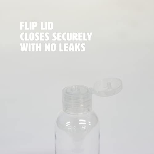 Palm Safe 50ml Plastic Travel Bottles with Flip Cap - 4 Pack