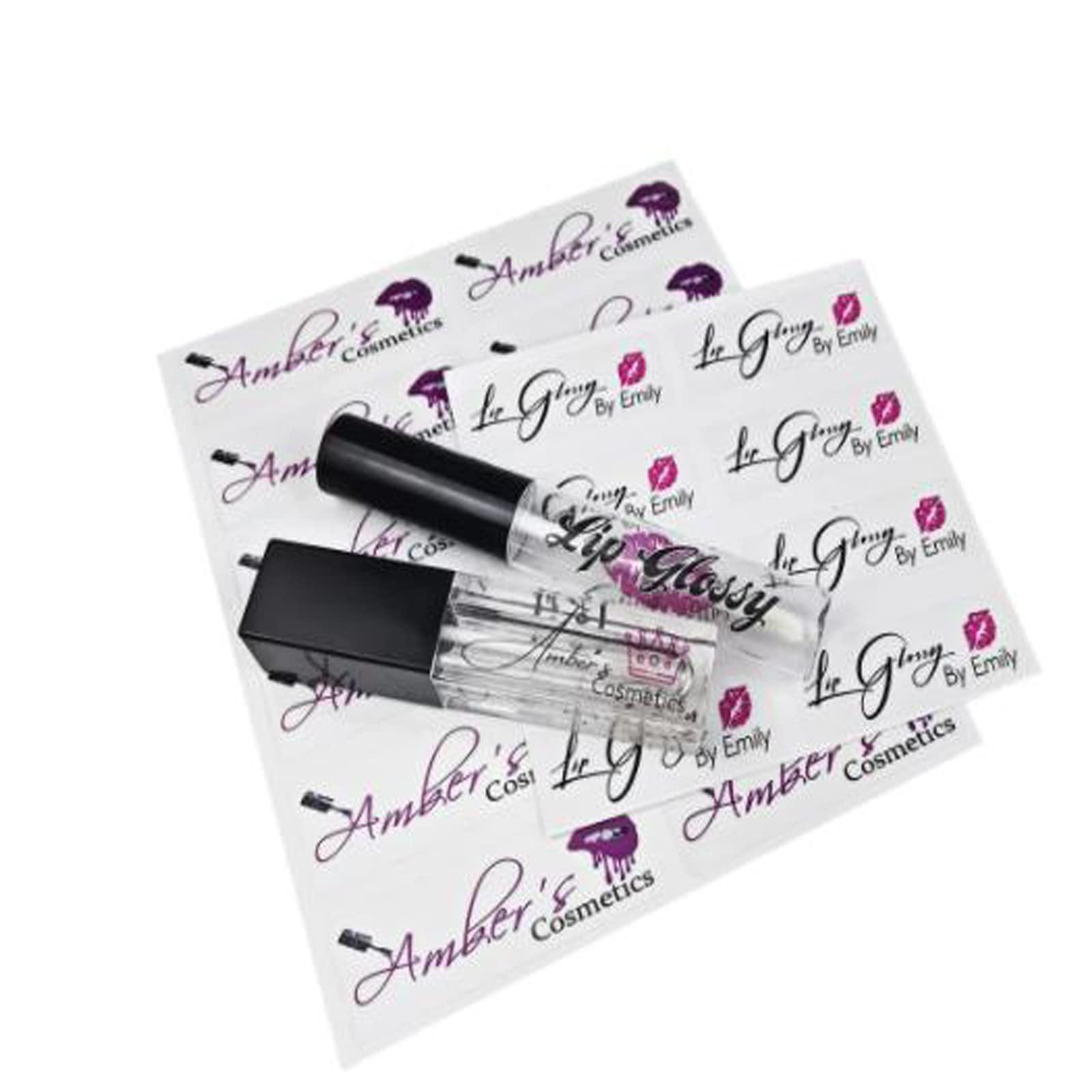 HHWY HHWY 100PCS Clear Lip Gloss Labels Personalized Custom Logo Eyelash Stickers for Lip Stick DIY Personalized Transparent Chapstick Labels Lip Balm (1x3cm)