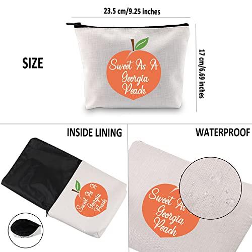 G2TUP G2TUP Georgian Gift Sweet As A G Peach Makeup Bag Georgia State Pride Cosmetic Bag Peach Lover Gift Georgia Lover Zipper Travel Bag