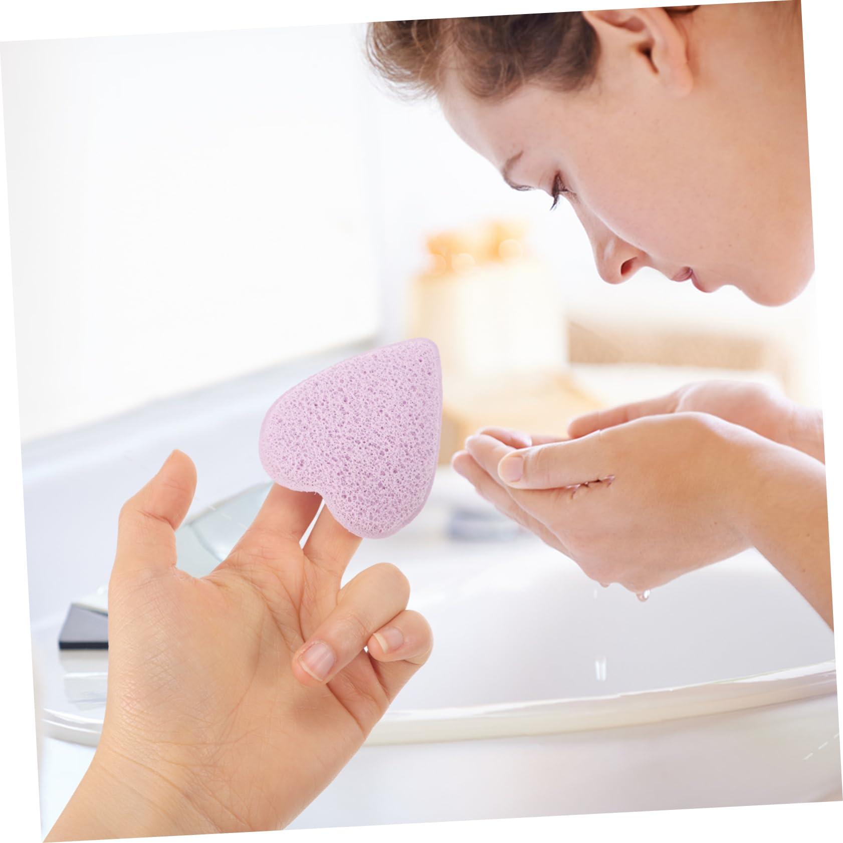 HAKIDZEL HAKIDZEL Face Wash Heart Shaped Face Sponges for Cleansing & Exfoliating Facial Sponges Facial Cleansing Sponge Face Sponge for Washing Face Sponges for Facials Natural Purple Tool