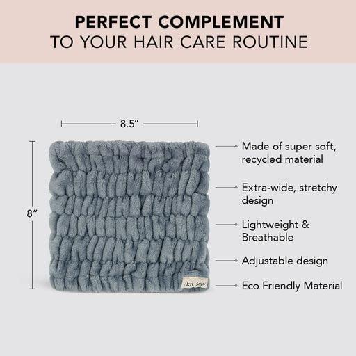 Kitsch Kitsch Spa Extra Wide Facial Headband - Multipurpose Skincare Spa Headband for Washing Face - Makeup Headband & Skincare Headband for Women - Hair Band Ideal for Face Wash (Misty Blue)