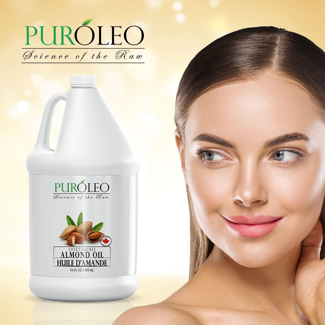 PURLEO PUROLEO Sweet Almond Oil 64 Fl Oz/1900 ML 100% Natural and Pure | Moisturizer & Carrier Oil | Beauty & DIY Blends, Massage Oil, Body Oil, Hair Oil and Baby Oil | Made from Almonds raw