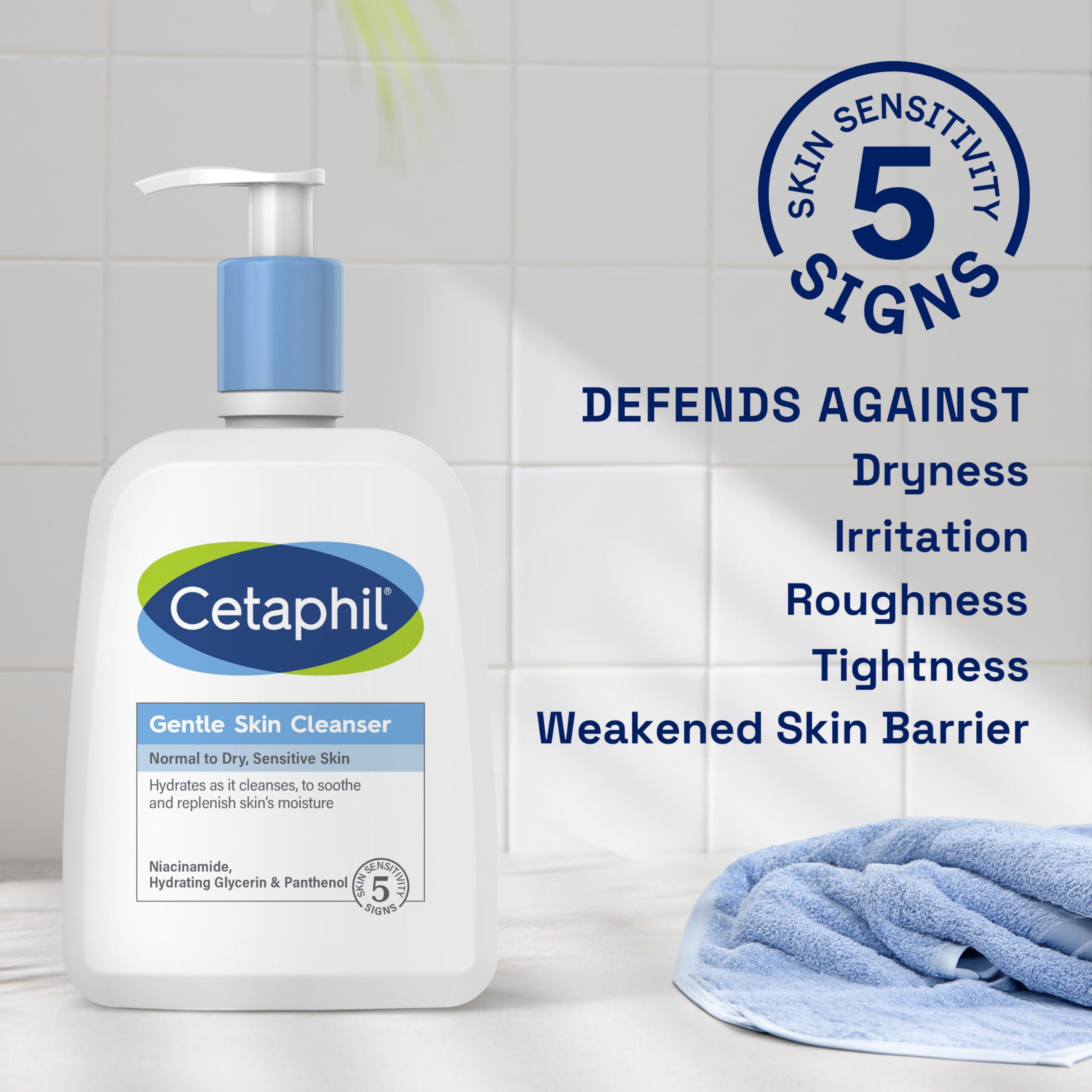 Cetaphil Cetaphil Gentle Skin Cleanser, 473ml, Face & Body Wash, For Normal To Dry Sensitive Skin, With Niacinamide & Glycerin, Soap Free