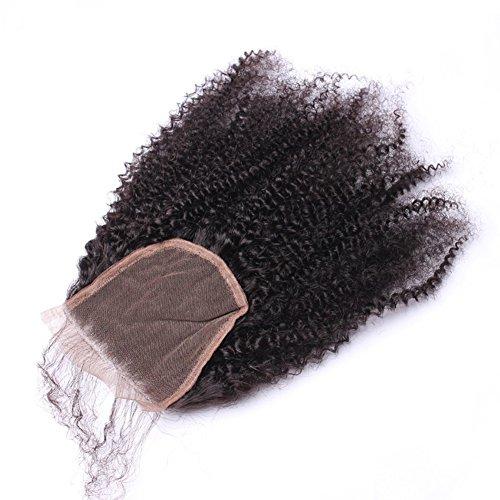 beauty youth Afro Kinky Curly Lace Closure Human Hair 4"x4"Size Free Part Top Full Frontal Closure Piece with Baby Hair Remy Hair Extension 10"inch