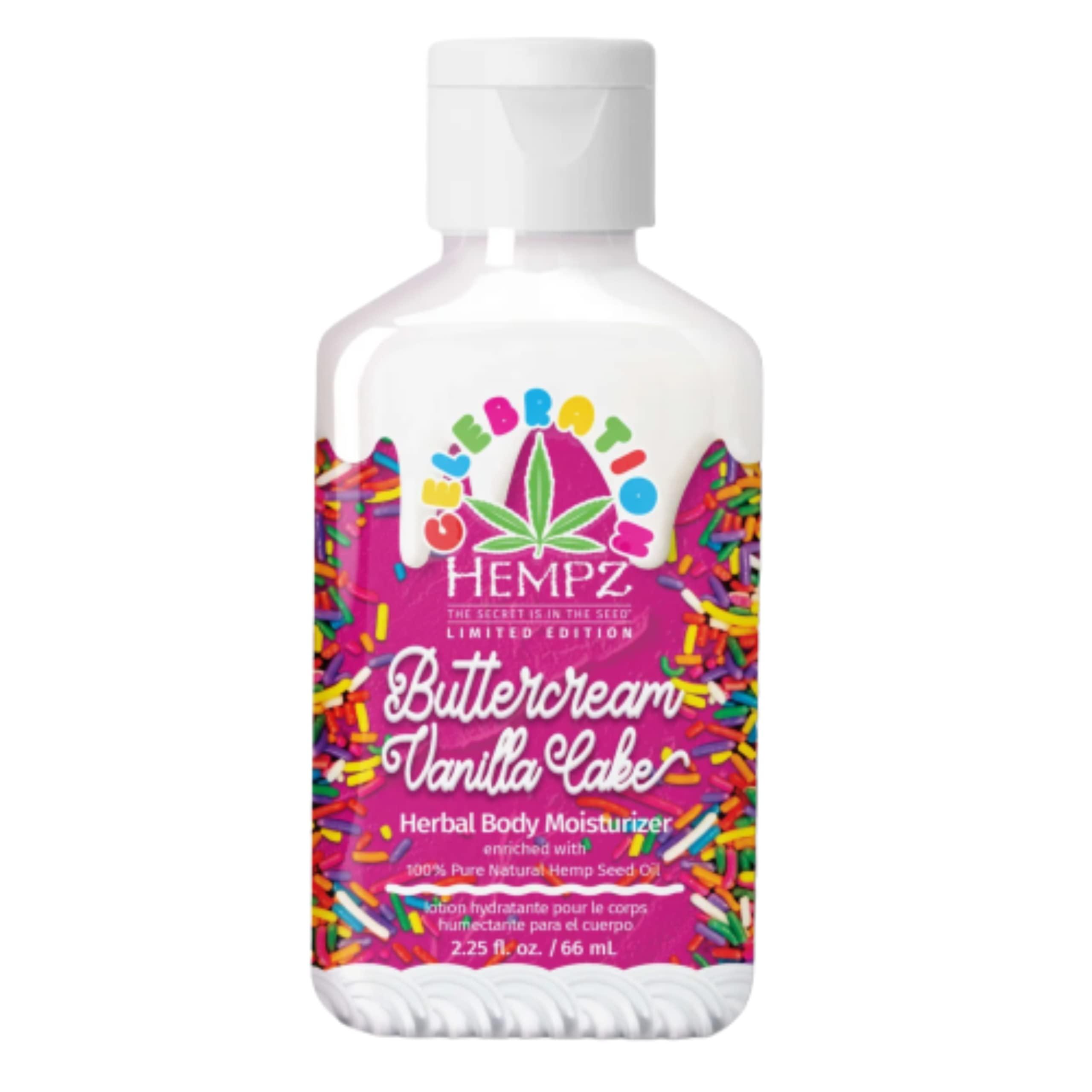 Hempz Hempz Body Lotion - Buttercream Vanilla Cake Celebration Limited Edition Daily Moisturizing Cream, Shea Butter, Aloe - Skin Care Products - Travel Size, 2.25 Oz