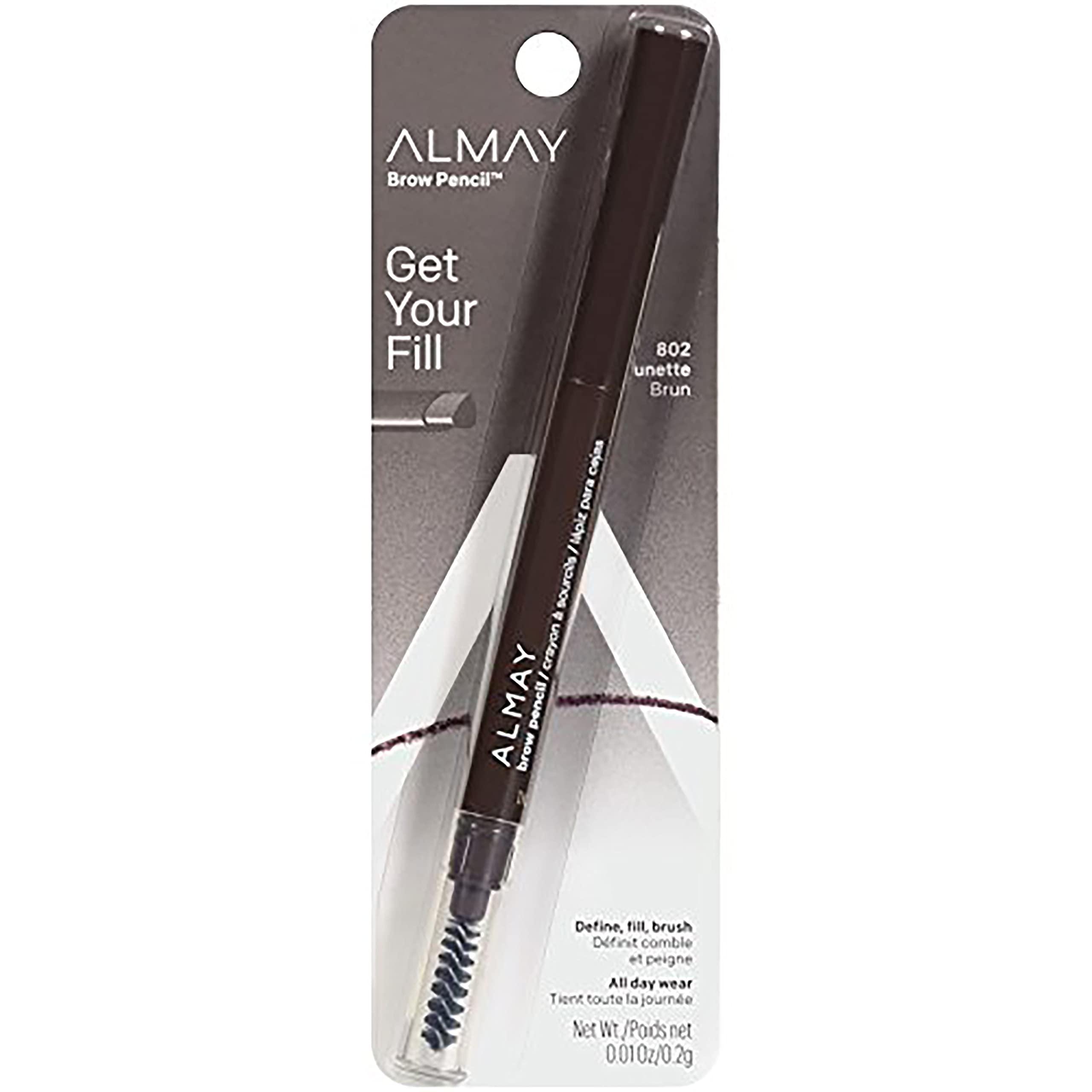 Almay Almay Eyebrow Pencil with Spoolie Brush, Easy to Achieve Brows, Hypoallergenic, 802 Brunette