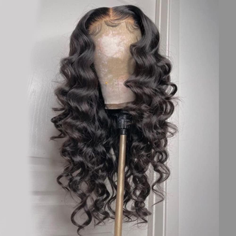 Ruma Hair Full 13x4 HD Transparent Lace Frontal Wig Loose Wave Silk Top Lace Closure Human Hair Wigs For Women Preplucked Brazilian Hair Wig Baby Hair (14inch, 4x4 Lace Closure Wig)