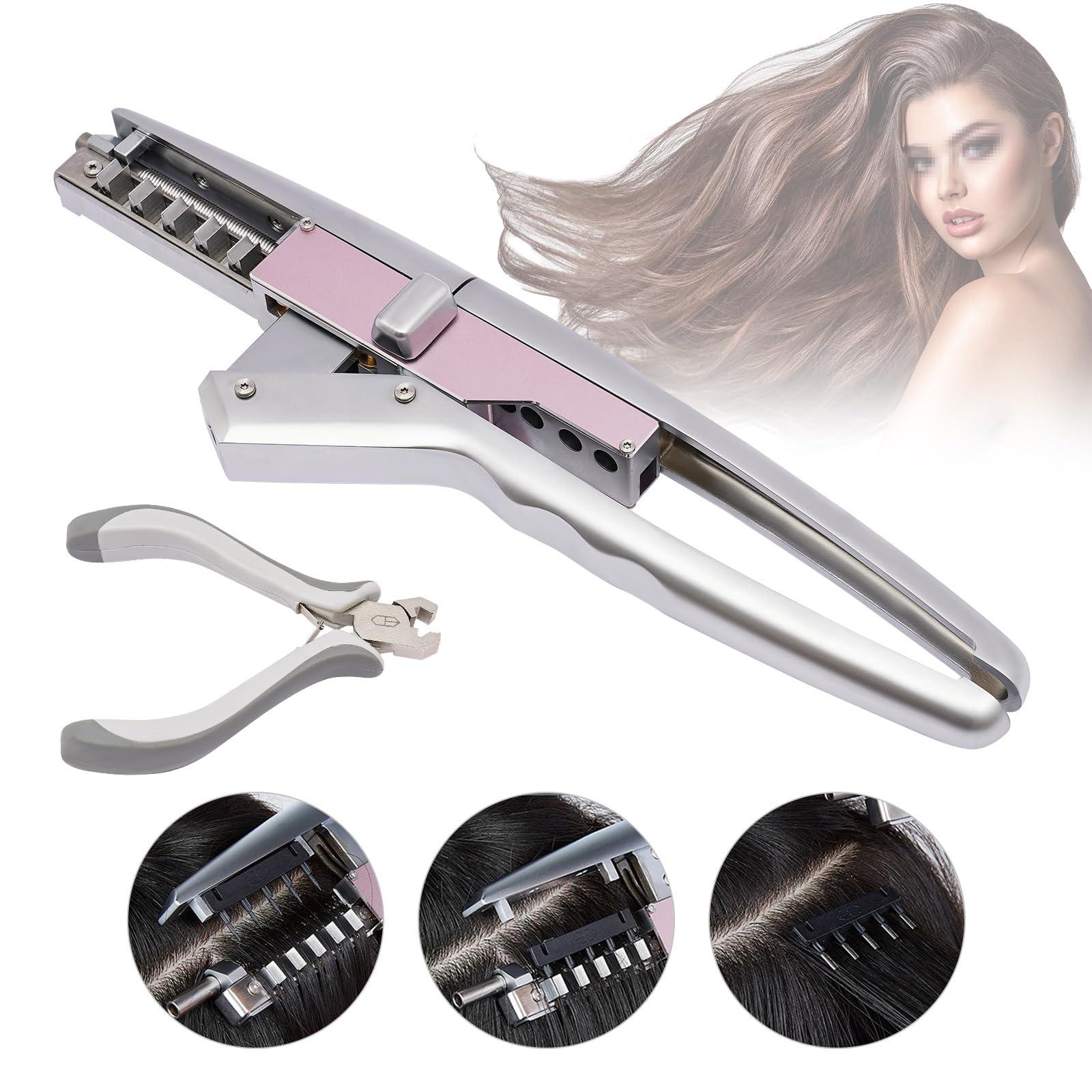 Mgorgeous 6D Hair Extensions Machine Kit, 2nd Generation Combline Hair Extension Kit 30 Min Fast Professional Hair Extension Equipment for Home Use and Barber Salon