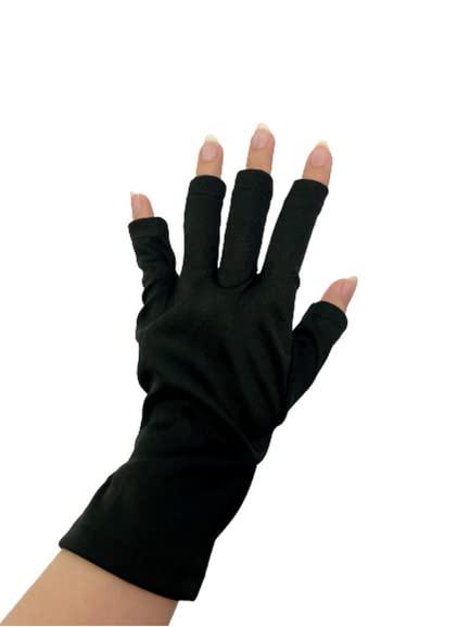 Generic Premium UV Gloves for Gel Manicure Nail Lamps, Anti UV Skincare, UV Light Protection Fingerless Gloves, Protect Hands from Harmful UV Sun Rays (Black)