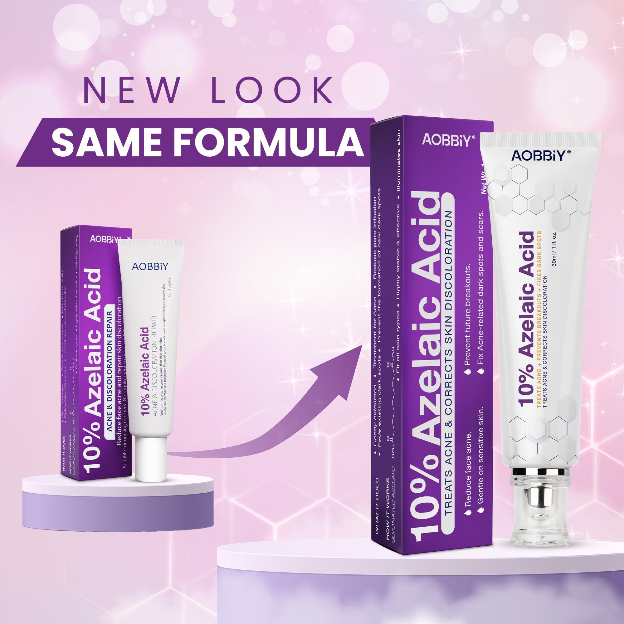 AOBBIY 10% Azelaic Acid Cream: Acne Treatment - Acne Cream - Redness Relief for Face - Redness Reducing Skin Care , Fix Discoloration, Prevent Breakouts, Enhance Skin Tone 1 OZ (2 PACK)