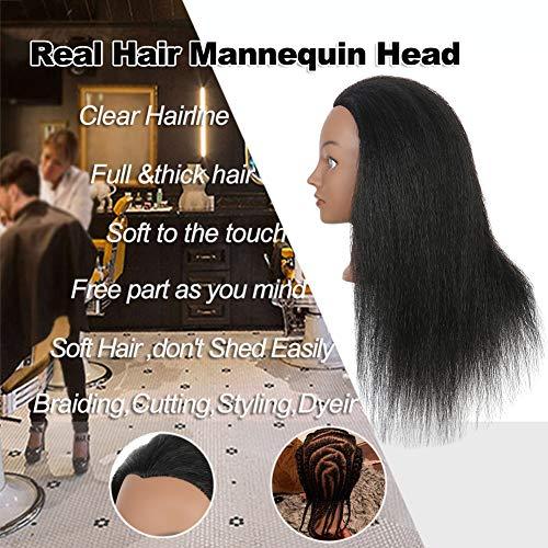 Amethyst Mannequin Head with Human Hair Manikin Head 16 inch 100% Real Hair Doll Head for Hair Styling Salon Training Head Cosmetology Braiding Practice Mannequin Manikin Head Hairdresser (16 Inches)