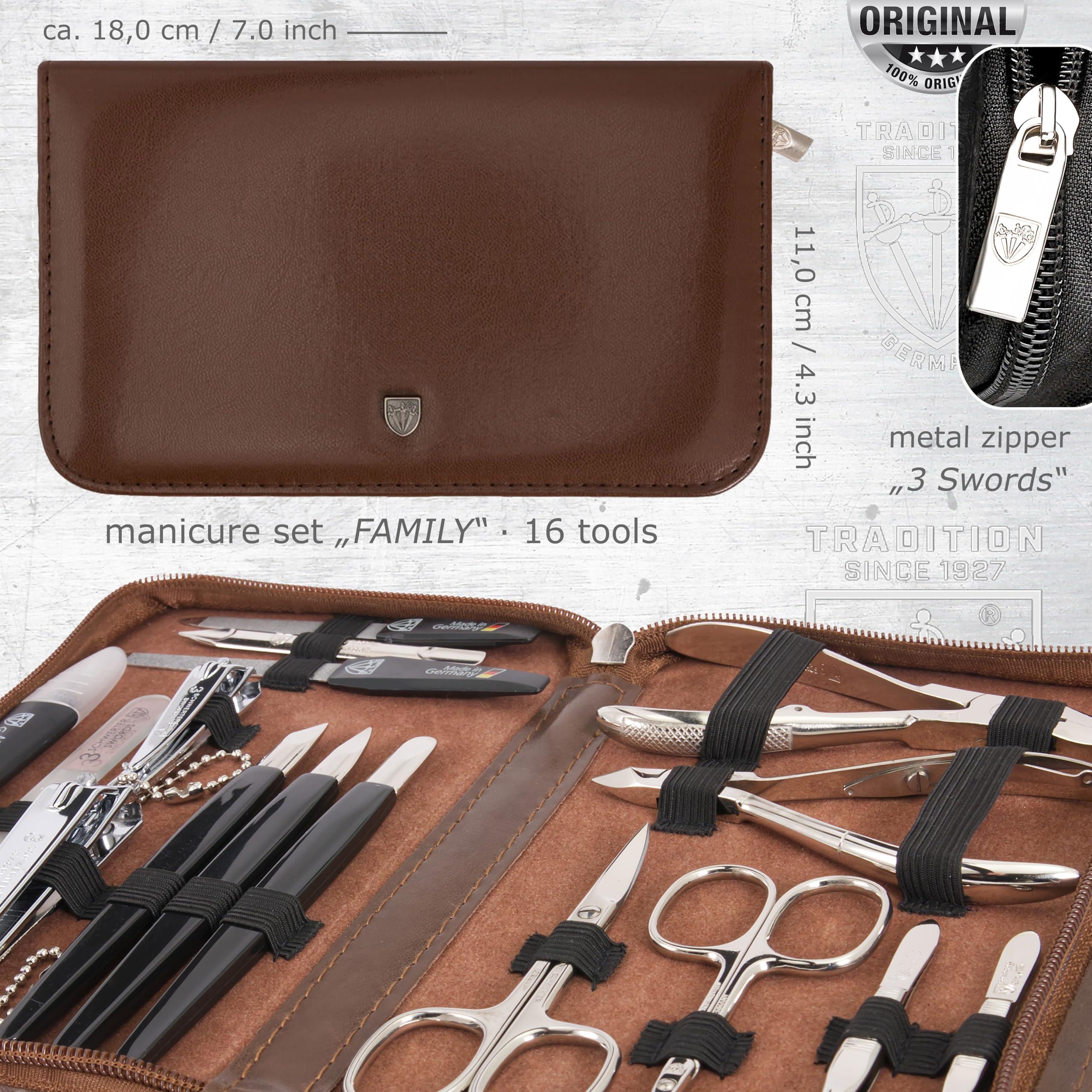 3 Swords Germany 3 Swords Germany - brand quality 16 piece manicure pedicure grooming kit set for professional finger & toe nail care scissors clipper synthetic leather case, Made in Germany