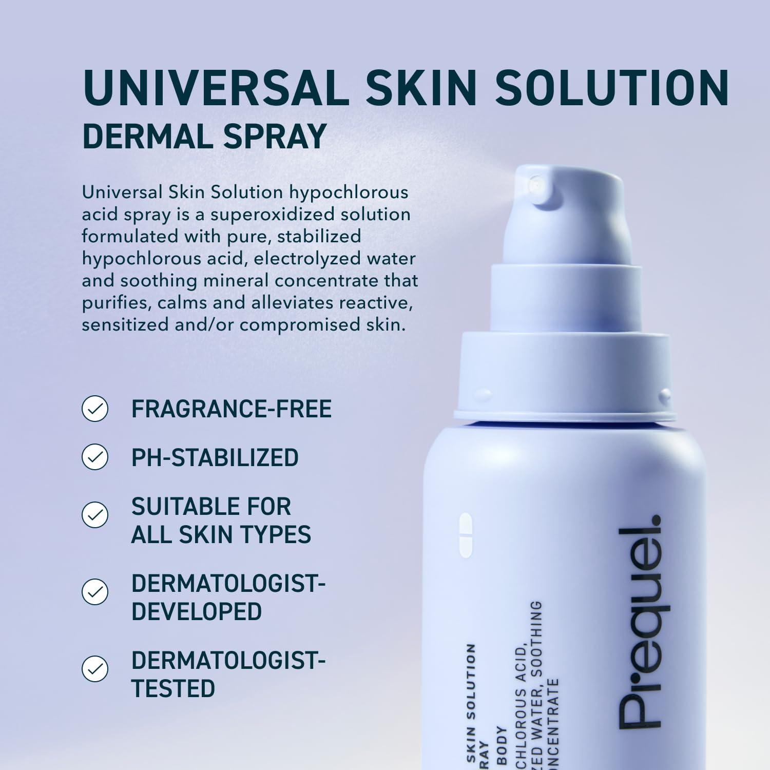 Prequel Prequel Skin - Universal Skin Solution - Hypochlorous Dermal Spray - Electrolyzed Water and Soothing Mineral Facial and Body Skin Spray - 4 Fl Oz