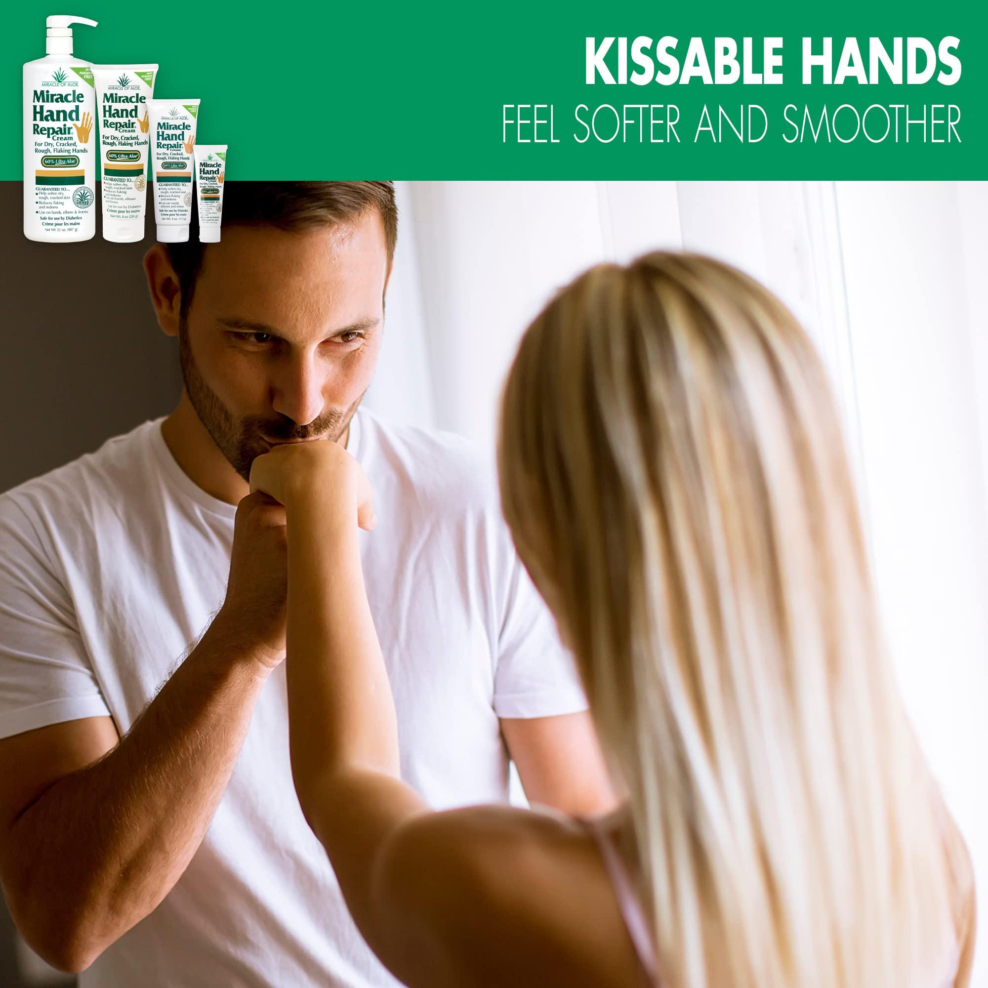 Miracle of Aloe Miracle of Aloes Miracle Hand Repair Cream 4 oz Healing Aloe Vera Lotion for Dry, Cracked Hands with 60% Ultra Aloe Gel - Moisturizes, Softens, and Repairs - Non-Greasy (2-Pack)