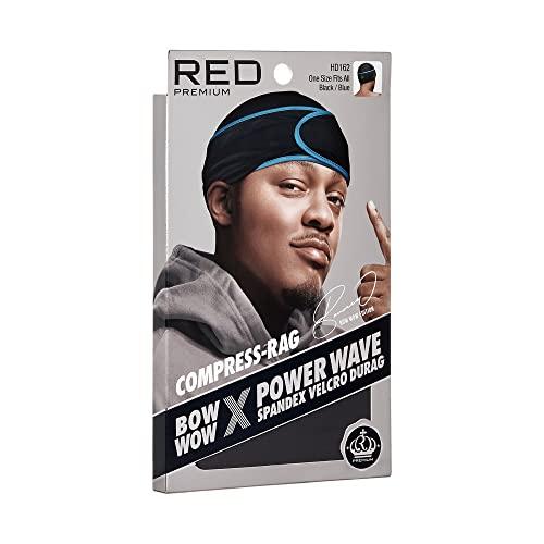 Red by Kiss Red by Kiss Premium Bow Wow X Power Wave Durag, 360 Wave Compression Cap for Men & Women, Adjustable Hook-&-Loop Strap, Stylish & Durable, Ideal for Locs, Braids, Finger Waves (Spandex - Black/Blue)