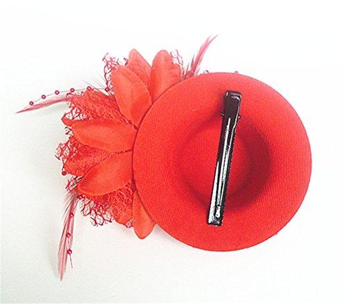 Aimeely Aimeely Elegant Girls Children Feather Flower Hat Veil Convenience Headpieces with Clip White