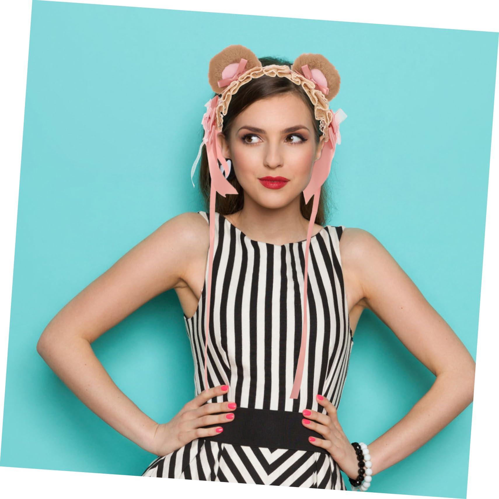 WOFASHPURET WOFASHPURET Bear Ear Hair Accessories Lolita Headband Adult Goth Headband Women Headbands Cosplay Headband Lolita Headdress Cosplay Headpiece Cute Headbands for Women Headband for Teens Plush