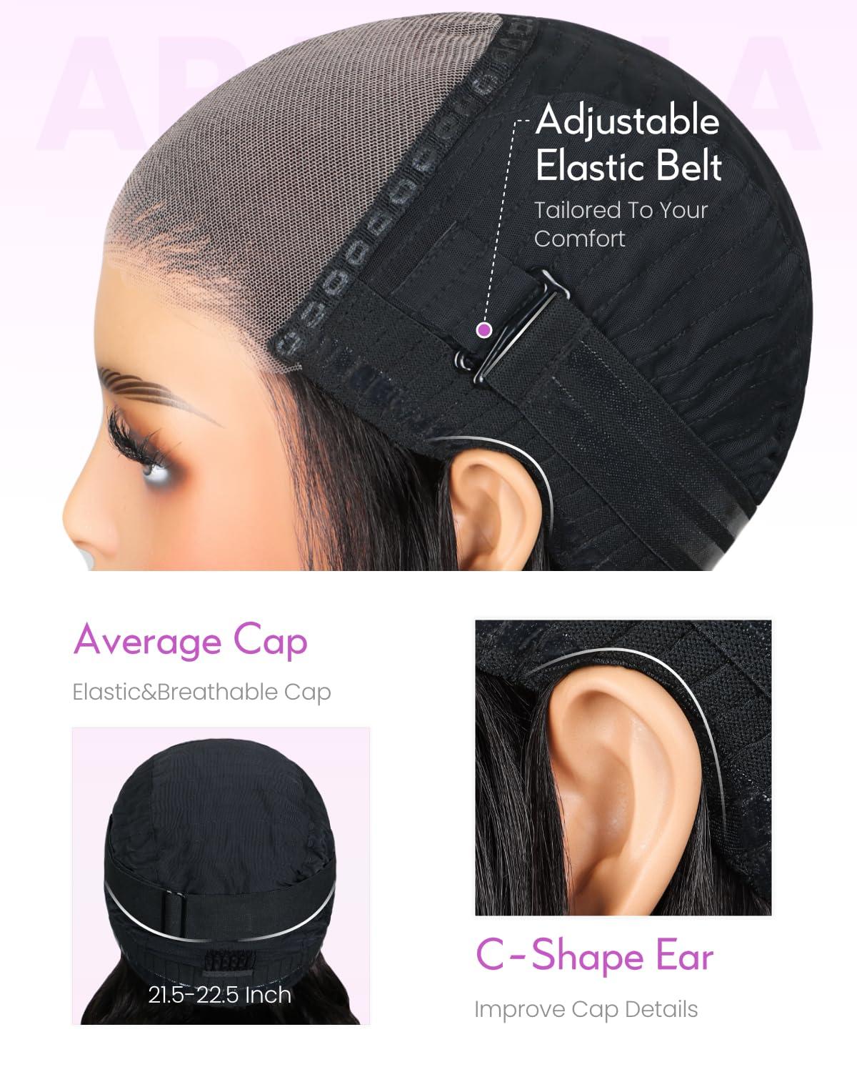 Arabella Arabella Hair 5x6 Glueless Wigs Human Hair and 4 Pcs 1B/30 Clip in Hair Extensions Pre Plucked Pre Cut 280% Density Glueless Wigs Human Hair Pre Plucked Bleached Knots Straight Wig Human Hair 18inch