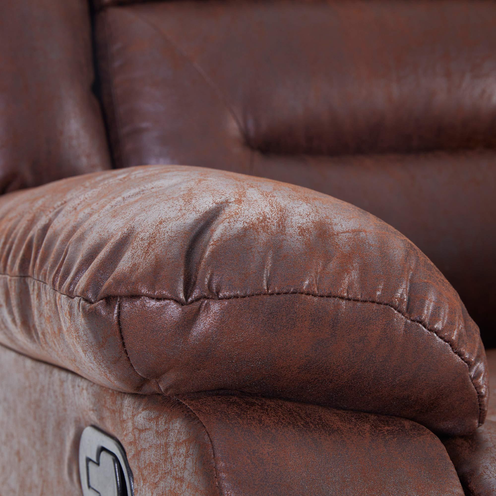 ele ELEOPTION ele ELEOPTION Massage Chair, Recline Chair with Heated Brown PU Leather Ergonomic Massage Lounge,135 Degree Recline Sofa for Elderly