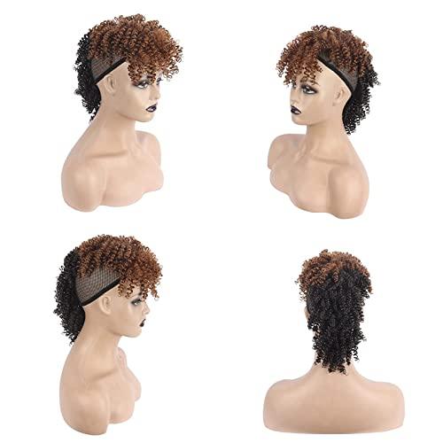 Oseti Mohawk Wigs for Black Women Puff Afro Mohawk Hair Ponytail Extension, Oseti Faux Hawk Wig Kinky Curly Mohawk Hairpiece Clip in Hair Extensions Protective Mohawk Hair Wig with Bangs (2/30#)