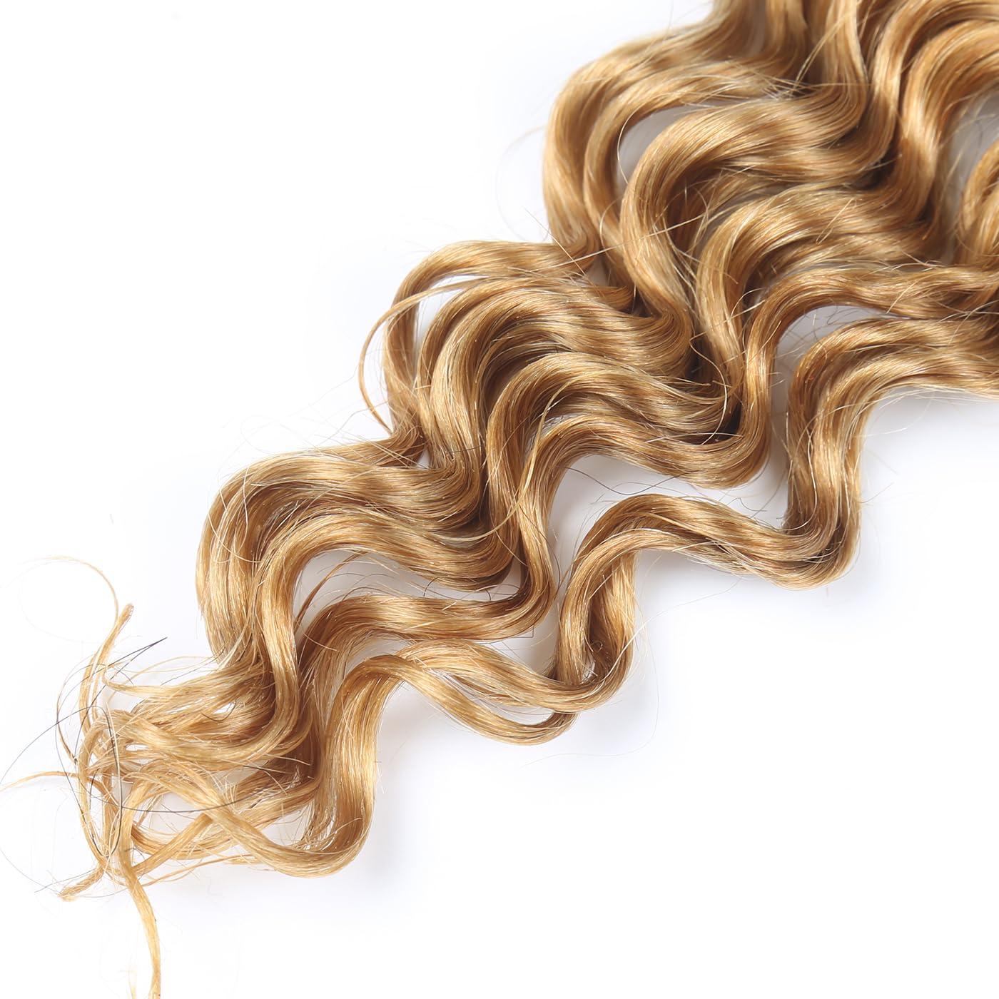 RESACA RESACA Deep Wave Bulk Human Hair for Braiding 22 Inch 50g 1 Bundle Boho Braids Human Hair Water Wet and Wavy 100% Unprocessed Brazilian Virgin Hair Extensions Kinky Curly #27