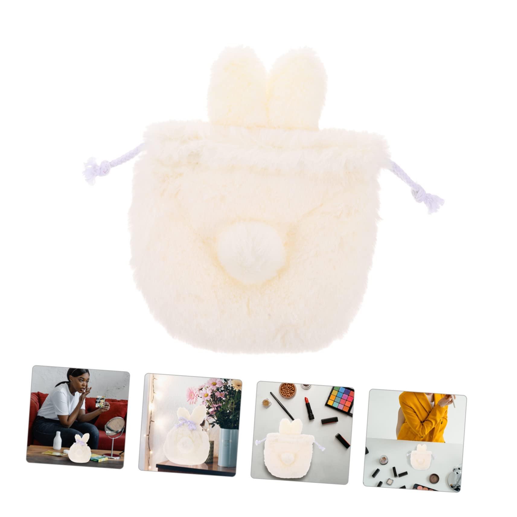 Beaupretty Beaupretty Plush Makeup Bag Drawstring Portable Cosmetic Storage for Girls Puffy Travel Organizer