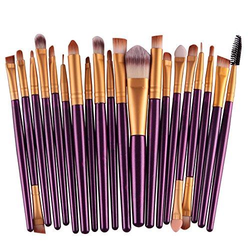DISAAR Beauty 20pcs Makeup BRUSHES Kit Set Powder Foundation Eyeshadow Eyeliner Lip Brush NEW … (WHITE + GOLD)