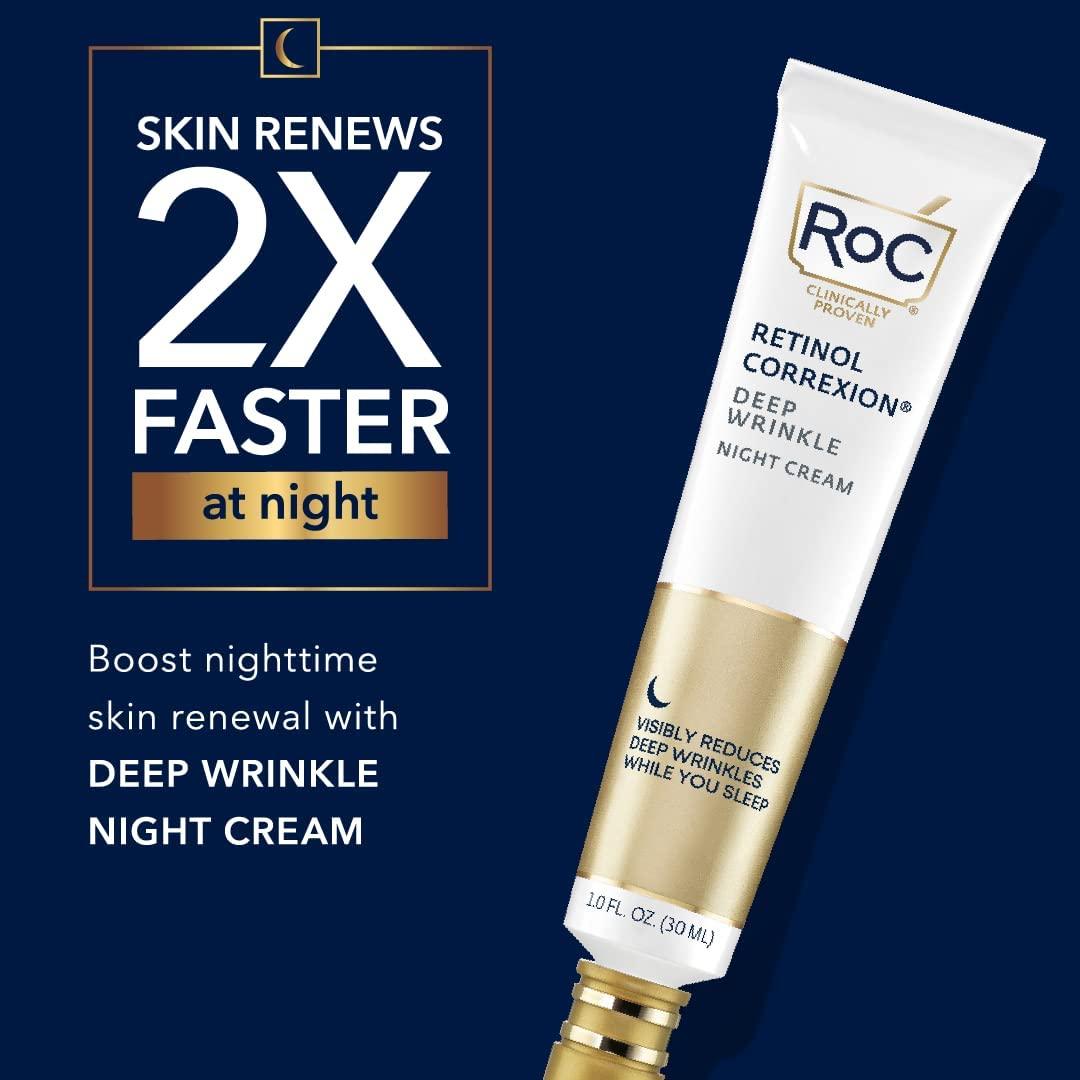 RoC RoC Retinol Correxion Bundle: Under Eye Cream, 0.5 oz + Deep Wrinkle Daily Face Moisturizer with Sunscreen SPF 30, 1oz + Deep Wrinkle Anti-Aging Night Cream, 1oz