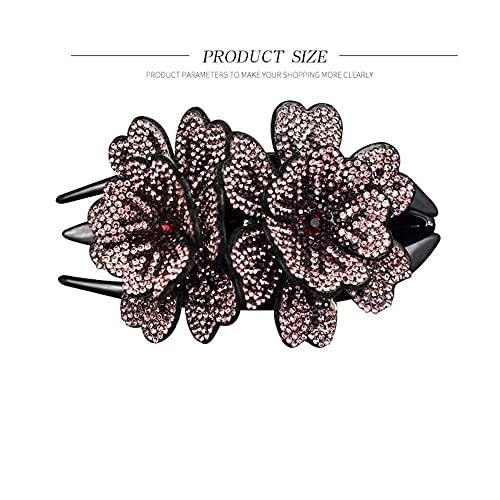 Generic Rhinestone Flower Hair Clips Duckbill Clip Ponytail Holder Diamond Hair Barrettes for Women Girls Thin Thick Long Hair Accessories(G)