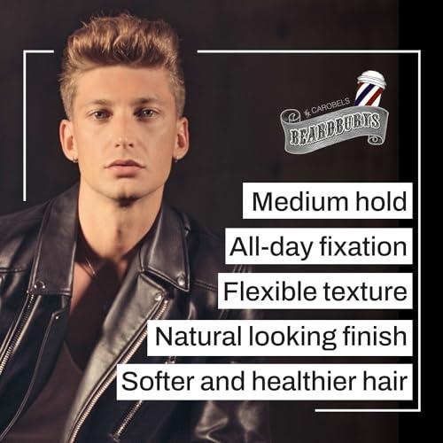BY CAROBELS BEARDBURYS BY CAROBELS BEARDBURYS Barber Grade Spider Hair Styling Wax With Medium Hold & Natural Looking Finish, Hair Volume for Men, 3,5 Fl Oz, Unscented, 1 Ounce