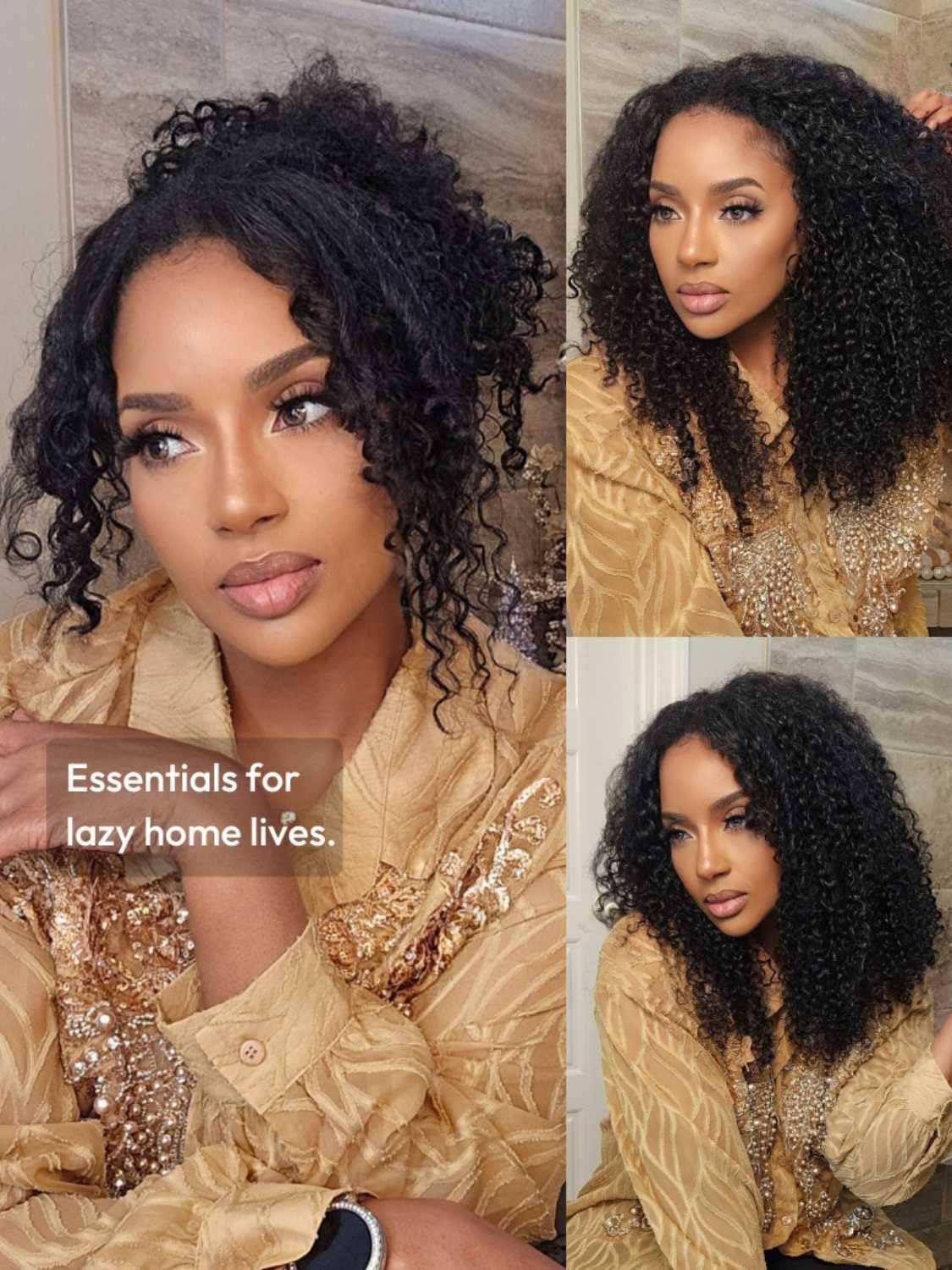 Beauty Forever Beauty Forever V Part Wig Human Hair Curly EasiContour Vpart Wigs No Leave Out Glueless Upgraded U Part Wigs for Women Clip In Half Wig None Lace Front Wigs Natural Color 150% Density 20inch