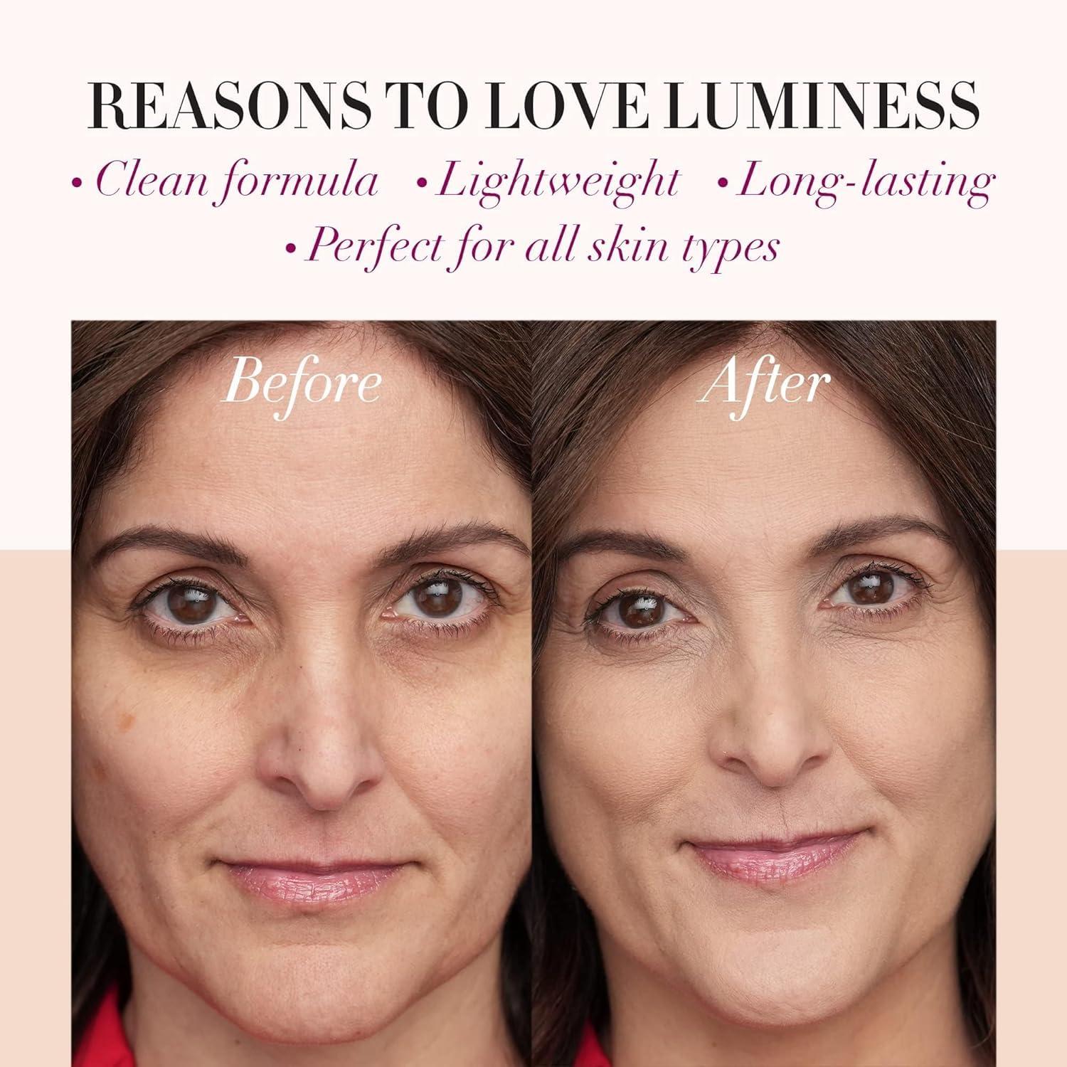 LUMINESS LUMINESS Silk Airbrush Spray Foundation & Buffing Brush Kit Full Coverage Foundation & Dual-Sided Buffing Brush - Buildable Coverage, Anti-Aging Formula Hydrates & Moisturizes (Shade - Light Warm)