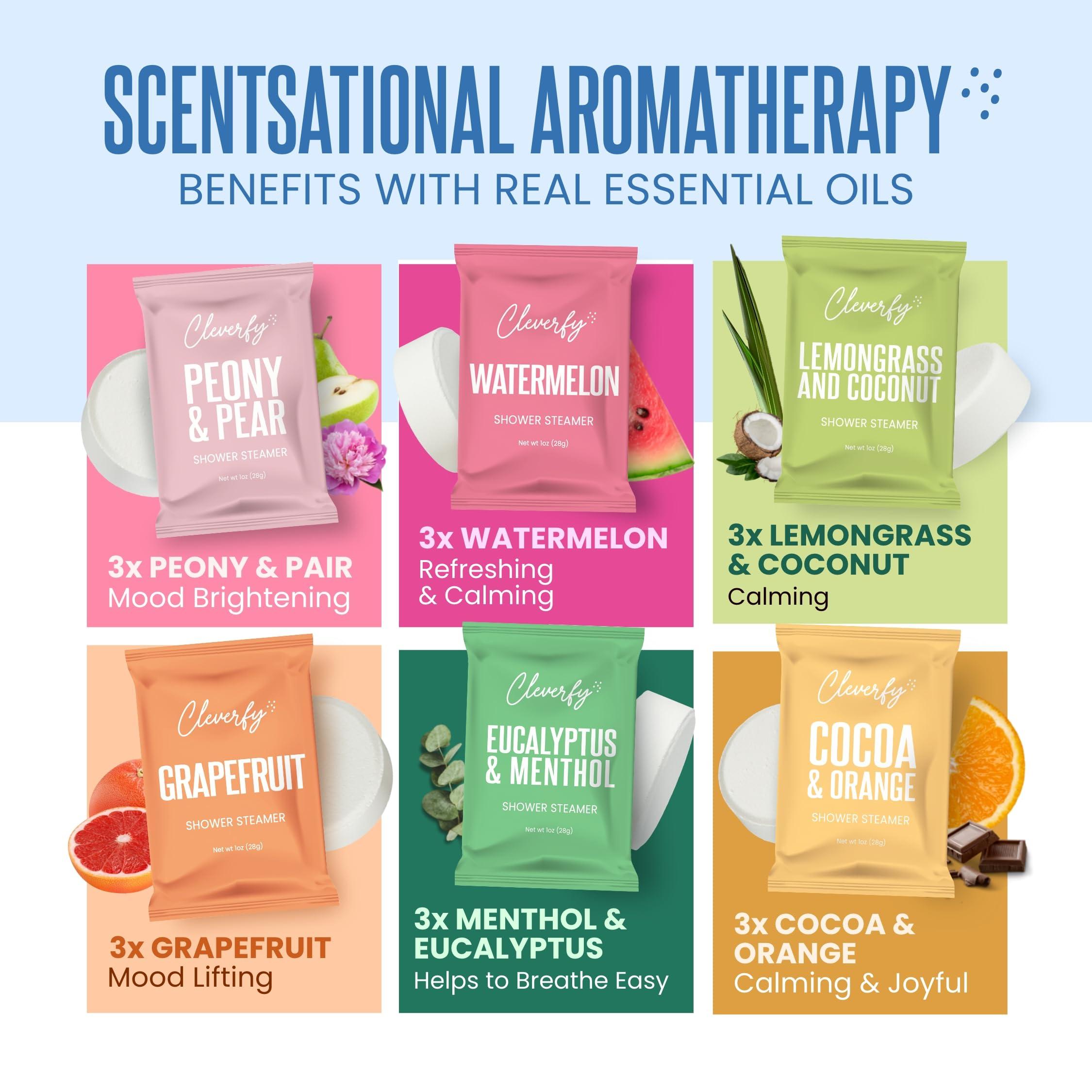 CLEVERFY Cleverfy Shower Steamers for Aromatherapy - Blue Variety Set of 18 Shower Bombs