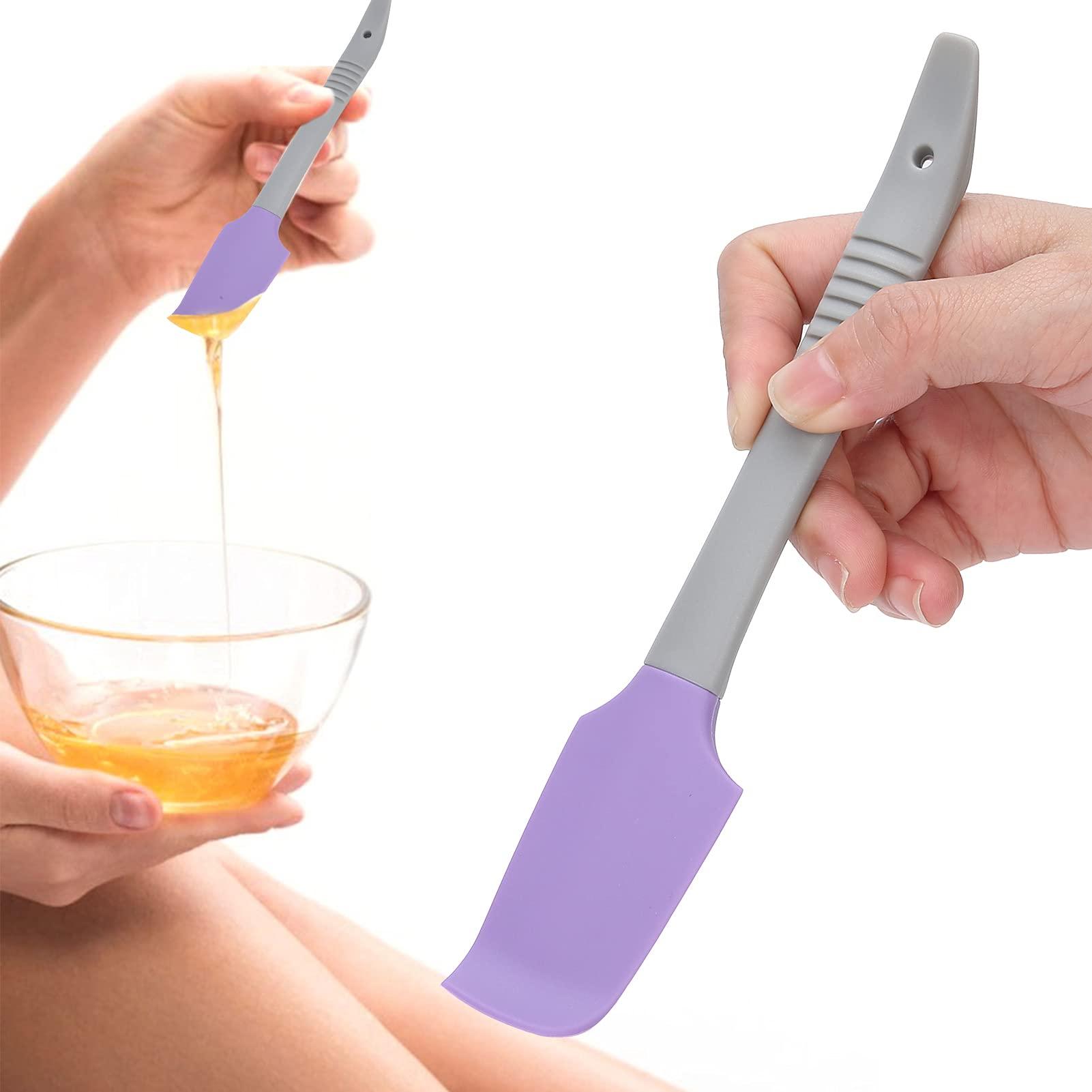 TIKATARER Silicone Wax Spatulas Waxing Applicator, High Temperature Resistant Wax Spatula For Wax Heater Waxing Sticks with Non Slip Handle for Skin Waxing Treatment (Purple)